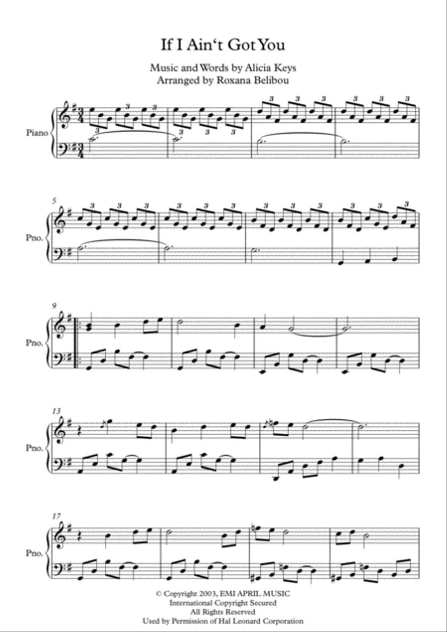 If I Ain't Got You Piano Solo scores gallery preview page 1