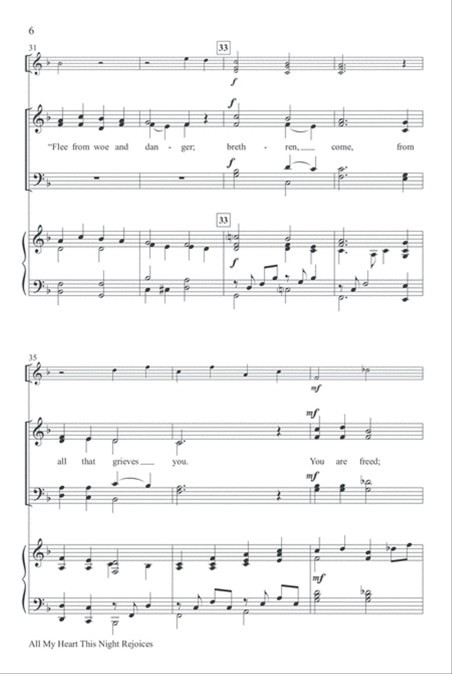 All My Heart This Night Rejoices 4-Part scores gallery preview page 6