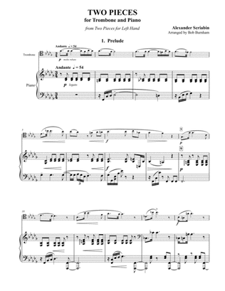 Book cover for Two Pieces Opus 9 - Prélude and Nocturne for Trombone and Piano
