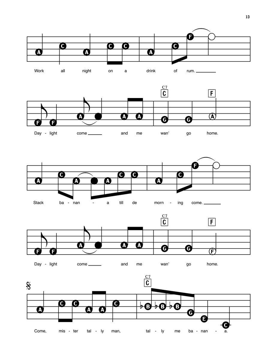 Day-O (The Banana Boat Song) Electronic Keyboard scores gallery preview page 2