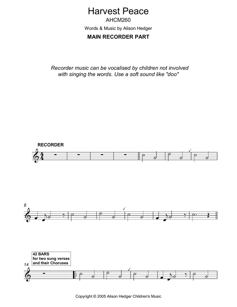 Harvest Peace Recorder scores gallery preview page 1