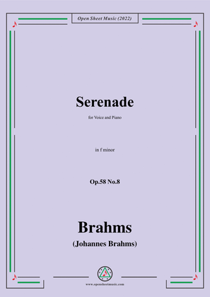 Book cover for Brahms-Serenade,Op.58 No.8 in f minor