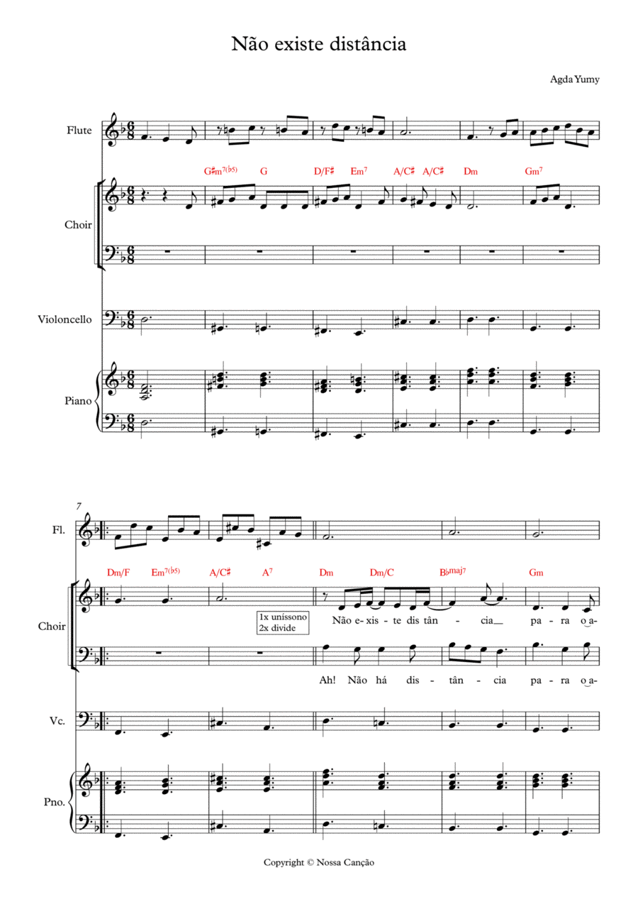 Não existe distância Piano scores gallery preview page 1