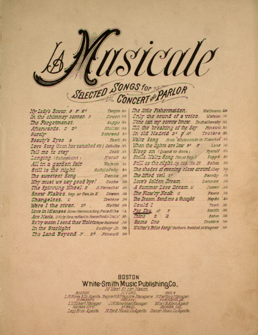 La Musicale. Selected Songs for Concert and Parlor. For You