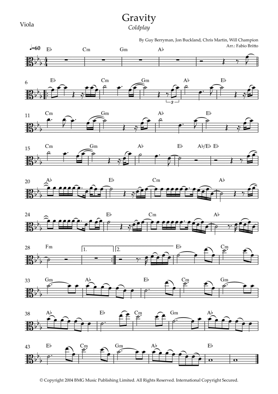 Gravity Viola Solo scores gallery preview page 1