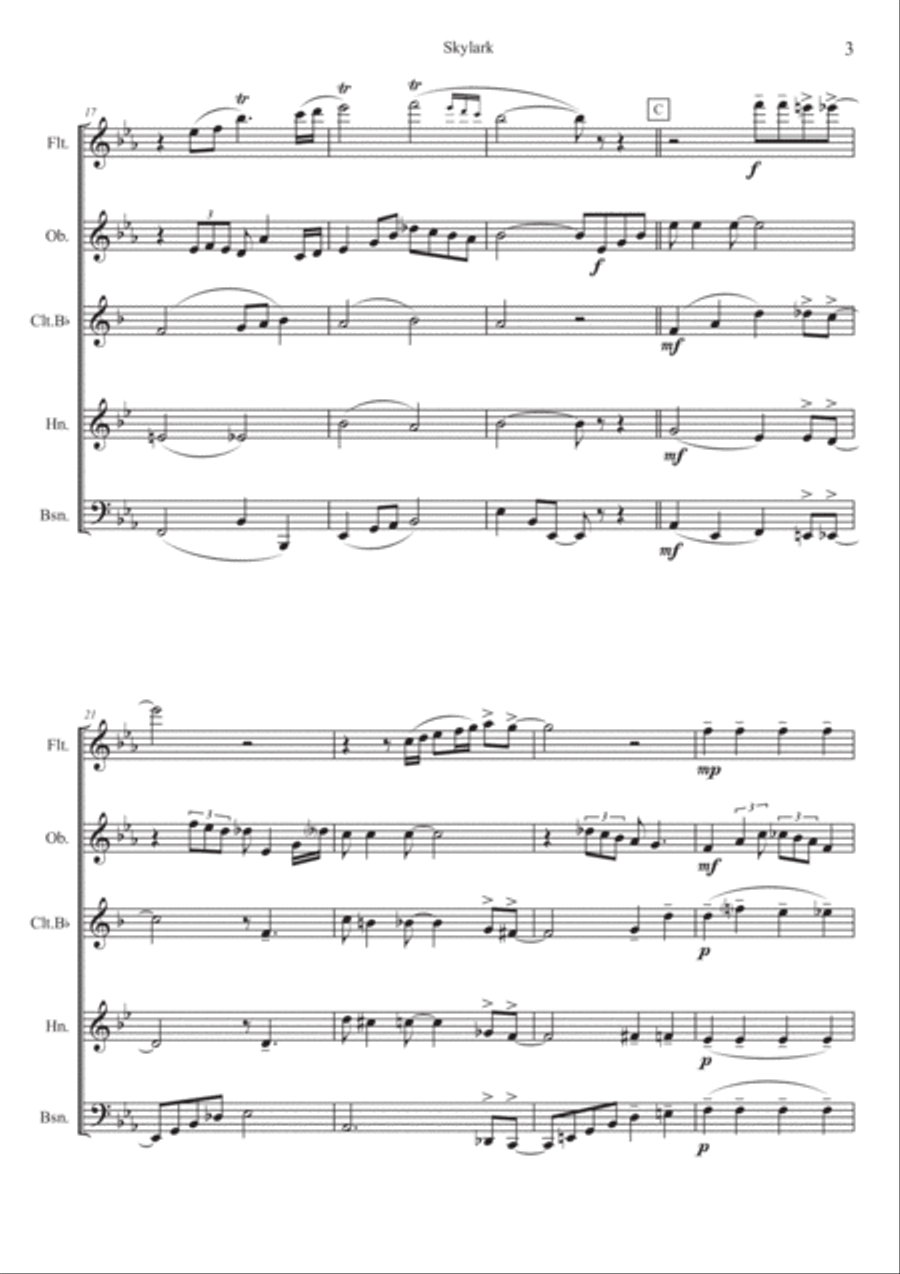 Skylark Skylark Woodwind Quintet scores gallery preview page 5