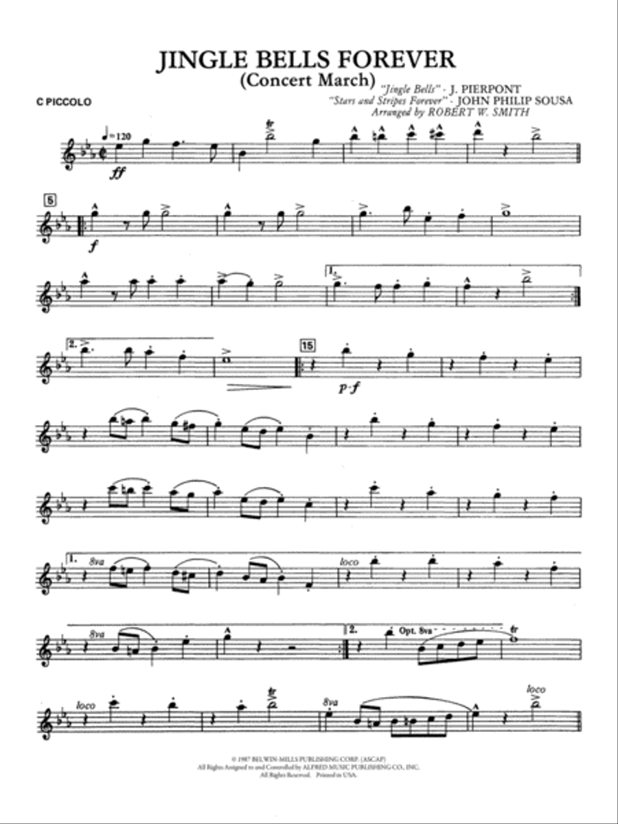 Jingle Bells Forever (Concert March): Piccolo Concert Band scores gallery preview page 1