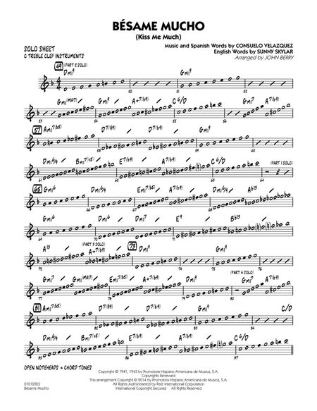 Besame Mucho (Kiss Me Much) - C Solo Sheet