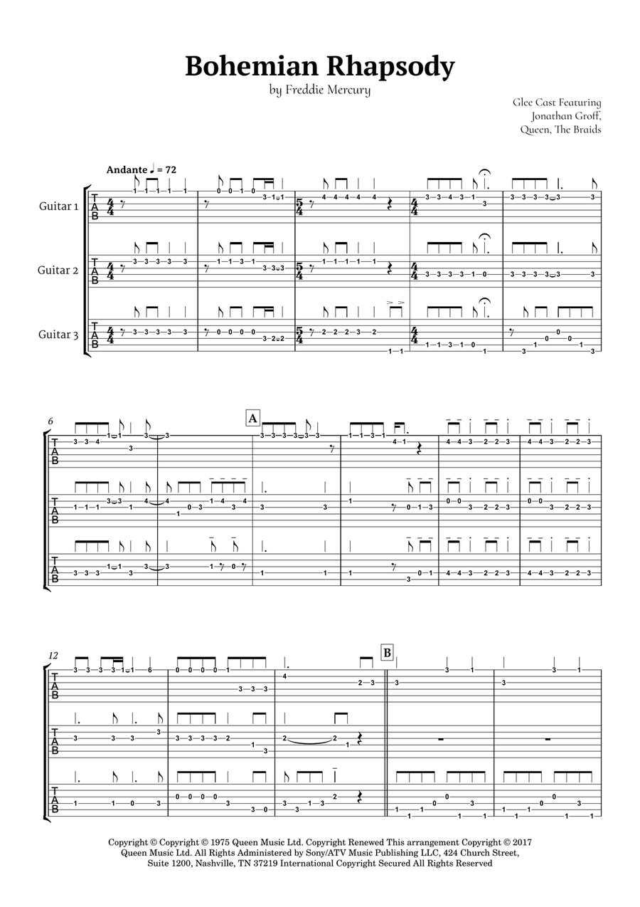 Bohemian Rhapsody Bohemian Rhapsody Guitar Tablature scores gallery preview page 2