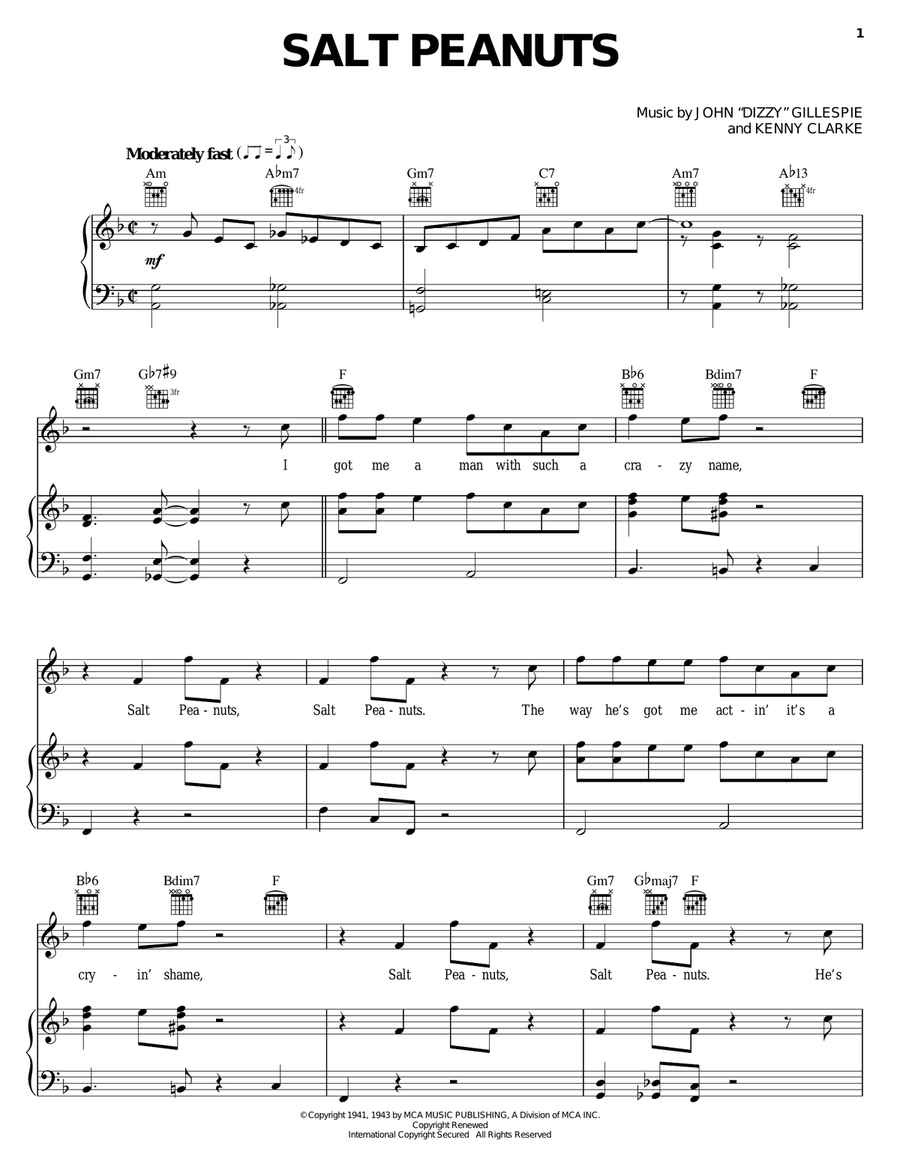 Salt Peanuts Piano, Vocal, Guitar scores gallery preview page 1