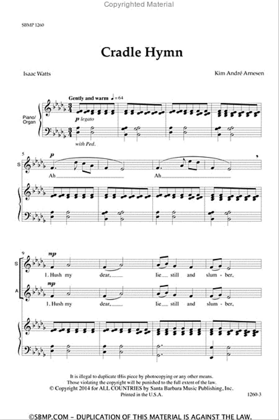 Cradle Hymn - SATB Octavo 4-Part scores gallery preview page 2