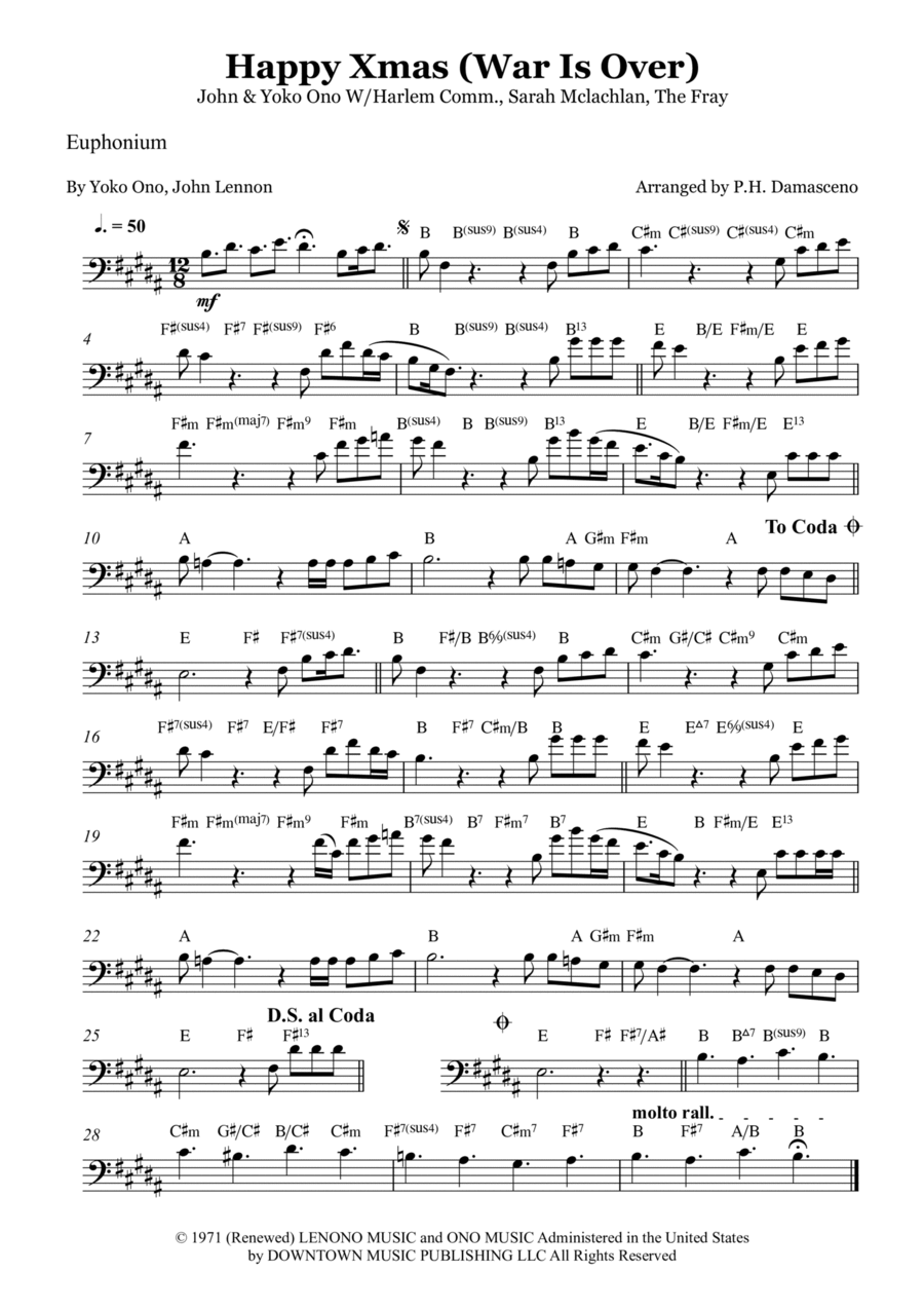 Happy Xmas (war Is Over) Happy Xmas (war Is Over) Euphonium scores gallery preview page 1