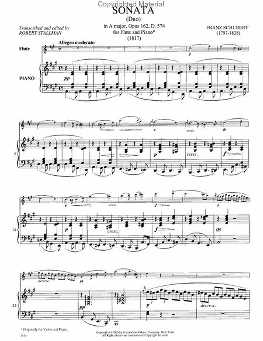 Sonata (Duo) In A Major, Opus 162, D.574