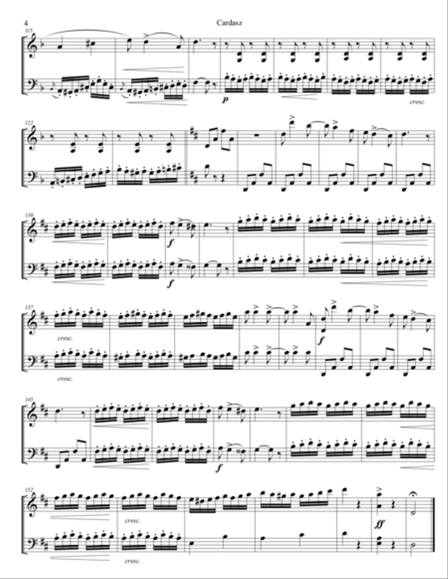Vittorio Monti - Czardas arr. for violin and cello (score and parts) String Duet scores gallery preview page 4