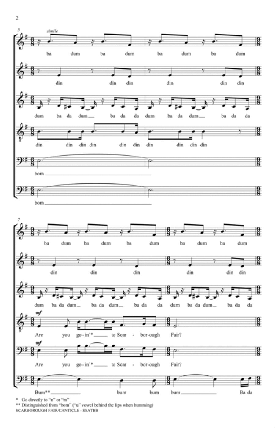 Scarborough Fair/Canticle (arr. Randy Jordan) SSATBB scores gallery preview page 2