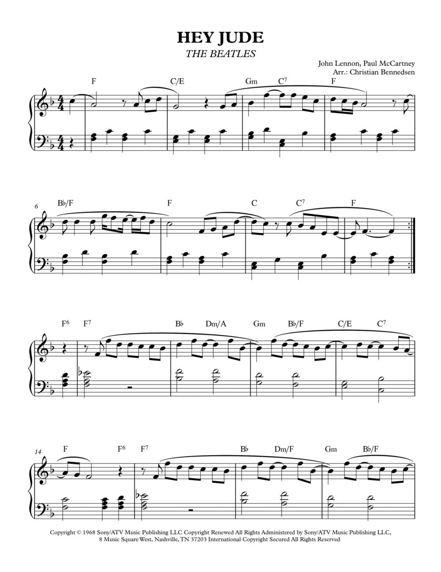 Hey Jude Hey Jude Piano Solo scores gallery preview page 1