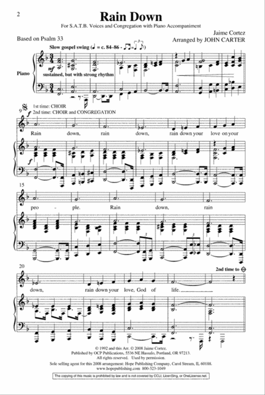 Rain Down Rain Down 4-Part scores gallery preview page 2