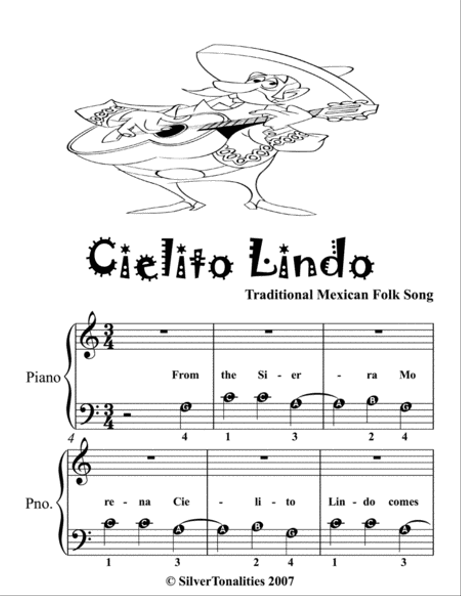 Cielito Lindo Beginner Piano Sheet Music Easy Piano scores gallery preview page 2