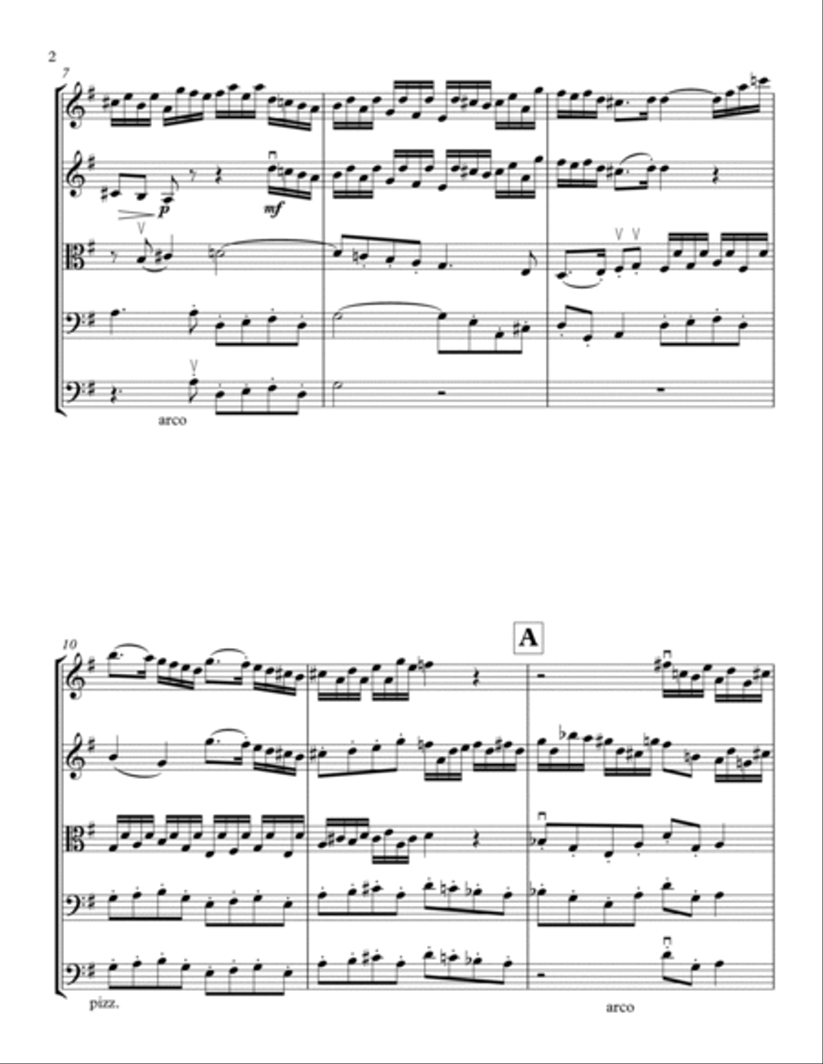 SUITE NO. 5 BY BACH ARRANGED FOR STRING ORCHESTRA Chamber Music scores gallery preview page 2