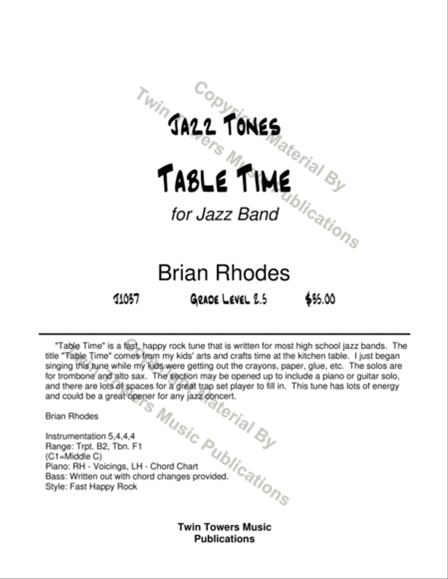 Table Time Table Time Jazz Ensemble scores gallery preview page 2