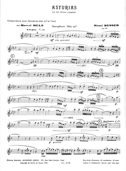 Asturias - Saxophone Mib et Piano