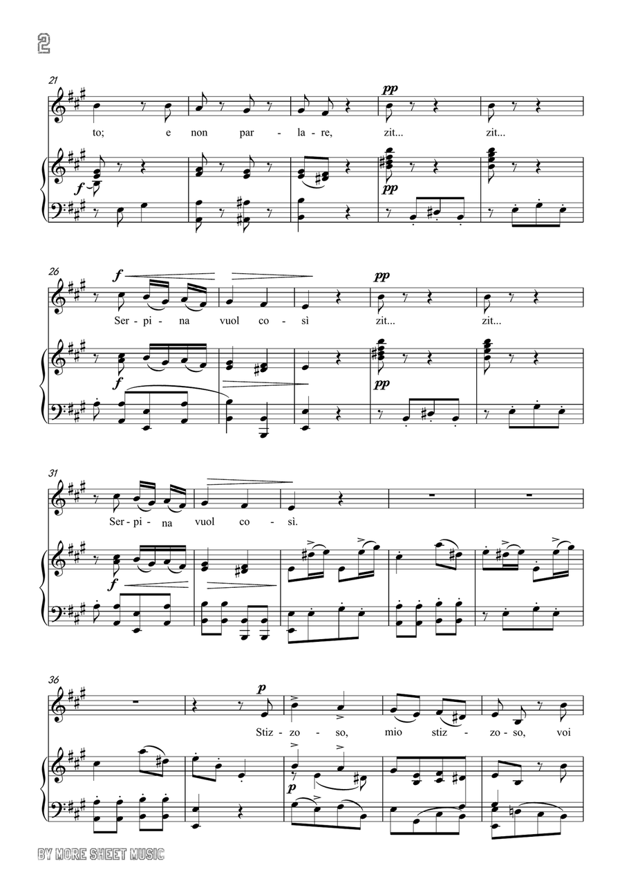 Pergolesi-Stizzoso,mio stizzoso in A Major,for Voice and Piano Piano, Vocal scores gallery preview page 4