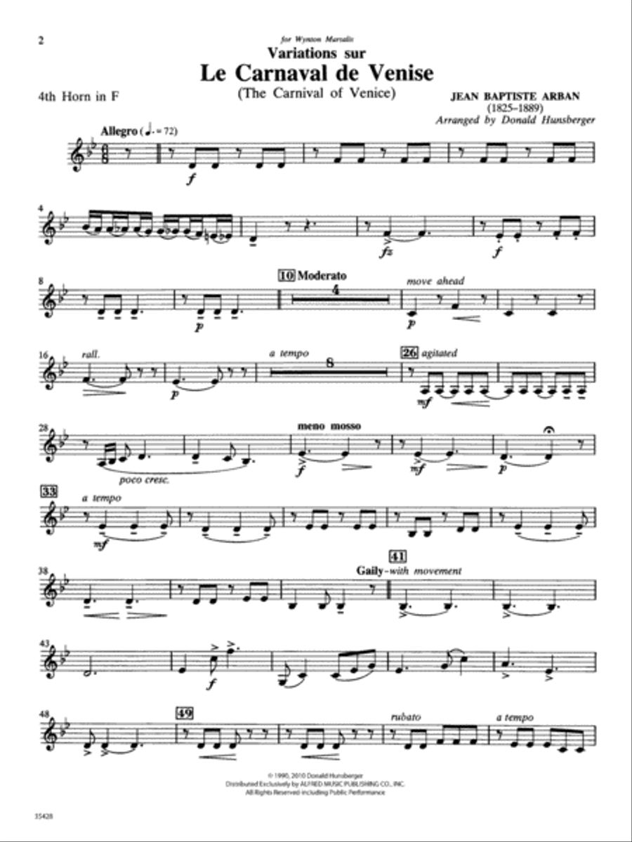 Le Carnaval de Venise: 4th F Horn Concert Band scores gallery preview page 1