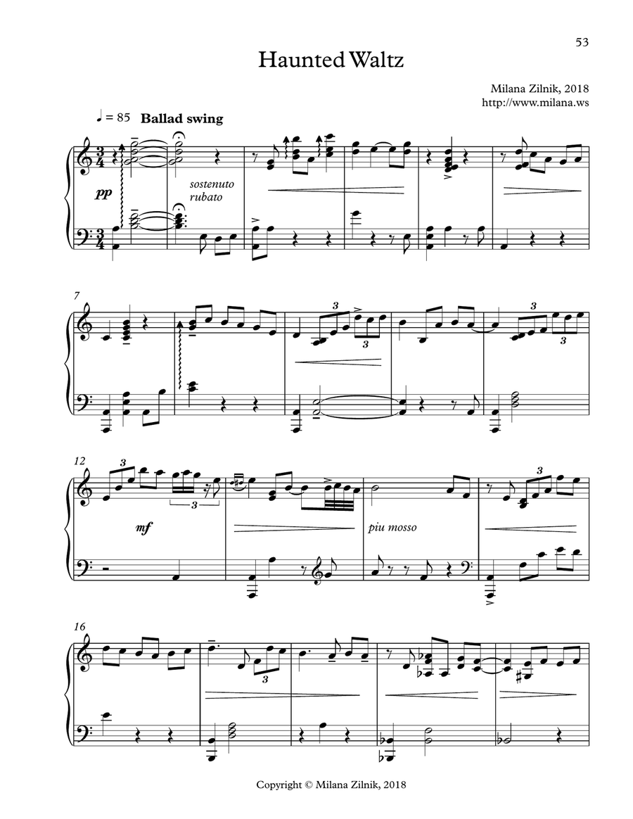 Haunted Waltz Piano Solo scores gallery preview page 1