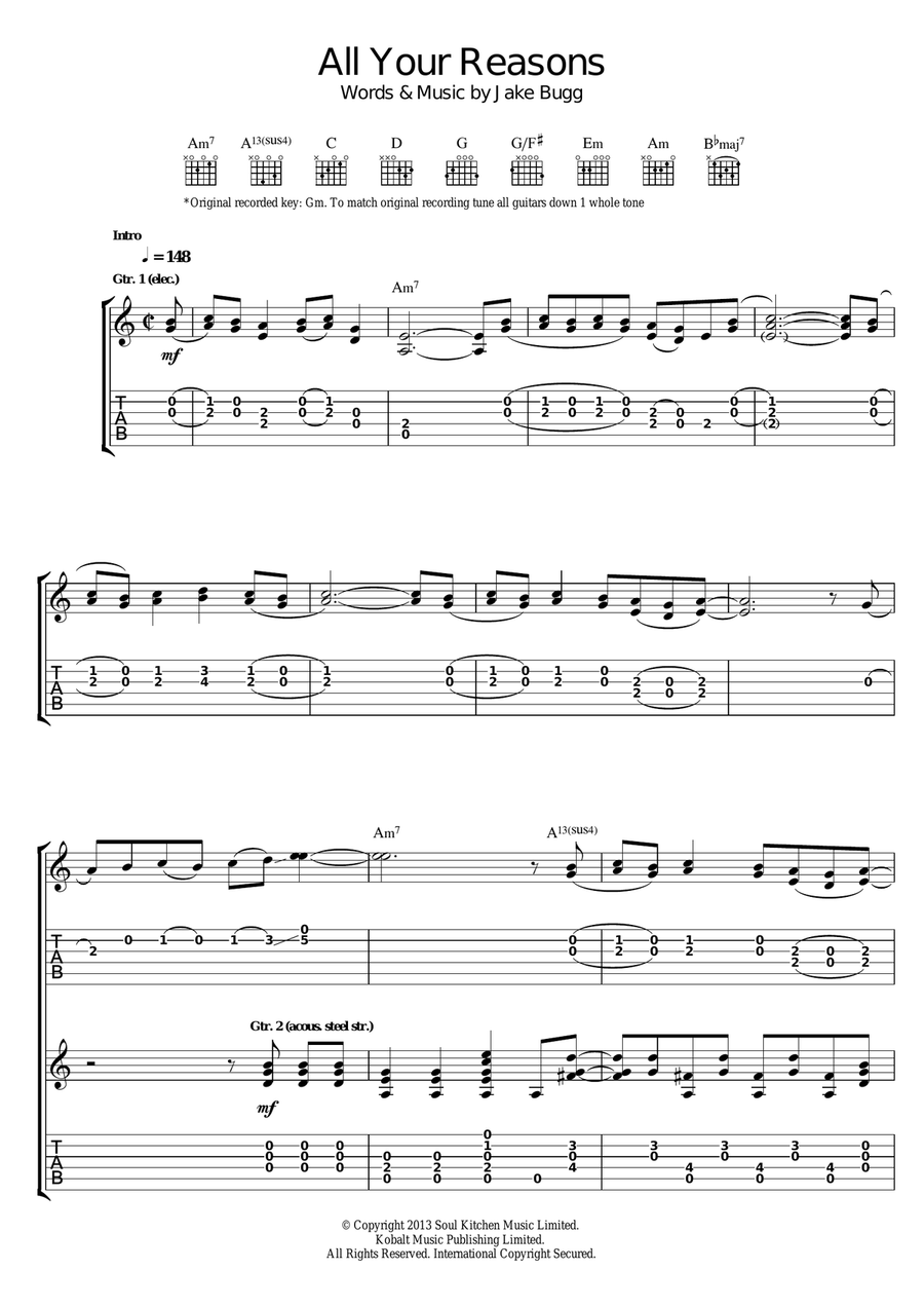 All Your Reasons Guitar Tablature scores gallery preview page 1