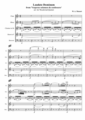 W. A. Mozart - Laudate Dominum from 'Vesperae solennes de confessore', arr. for Woodwind Quintet