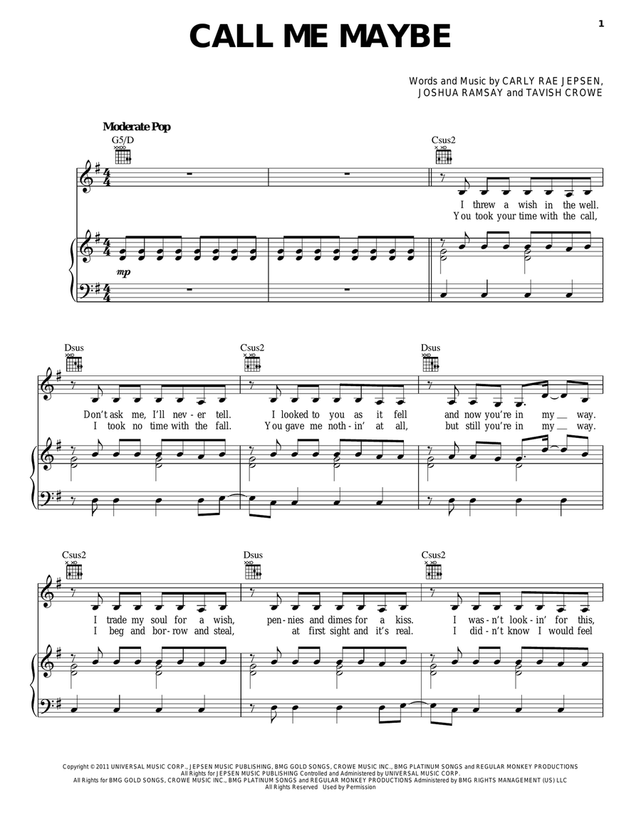 Call Me Maybe Call Me Maybe Acoustic Guitar scores gallery preview page 1