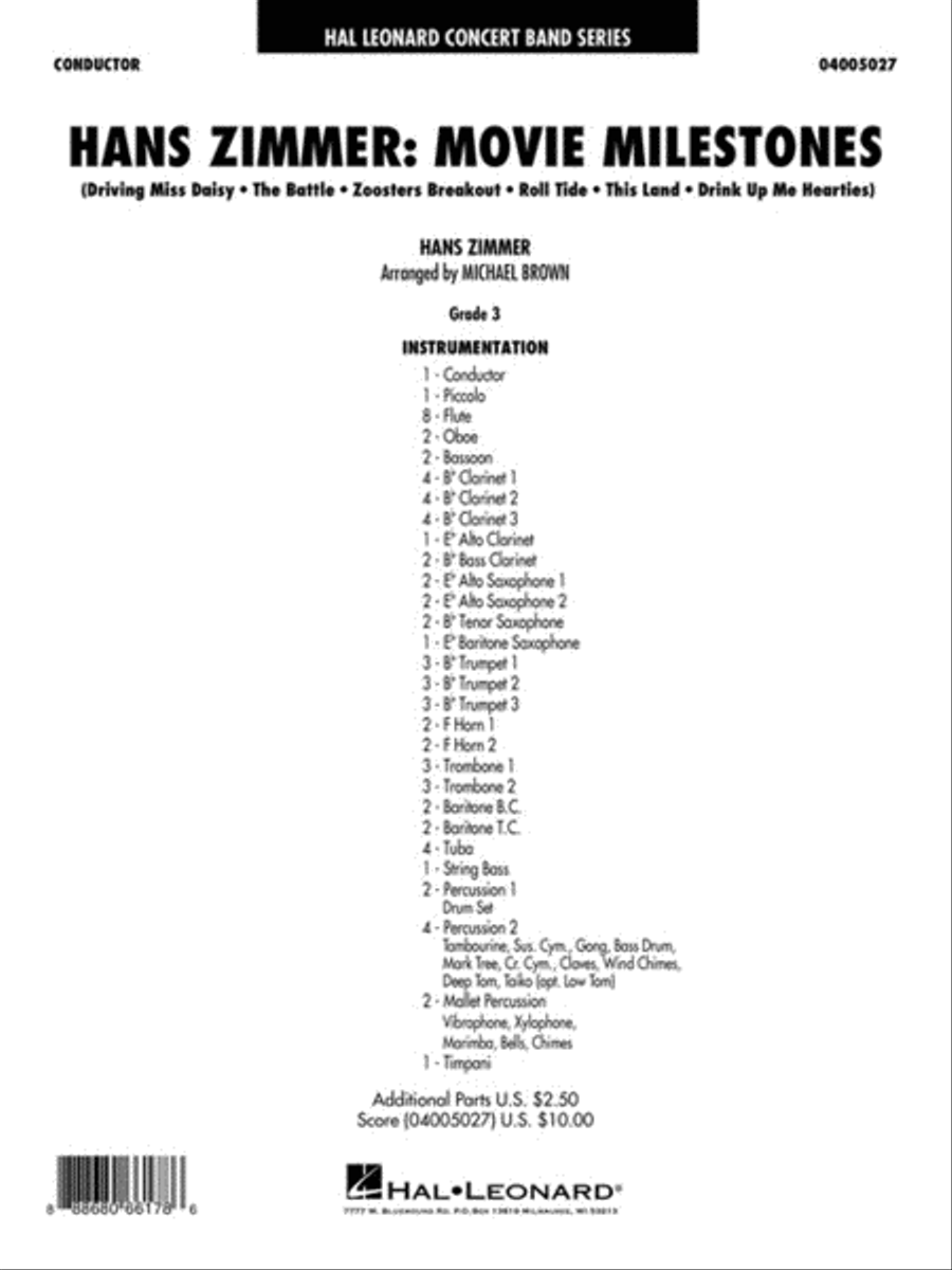Hans Zimmer: Movie Milestones Concert Band scores gallery preview page 2