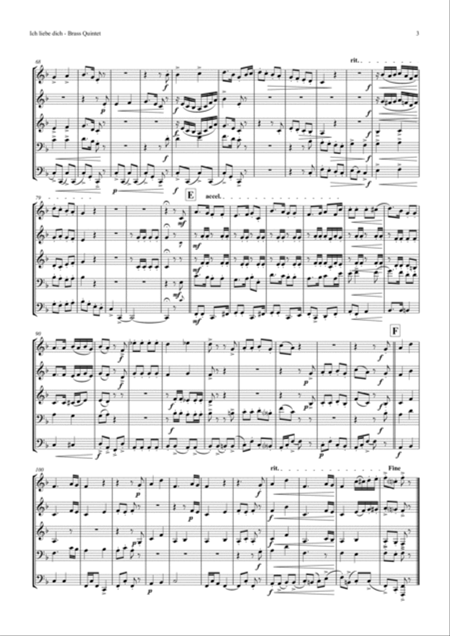 Ich liebe dich - Beethoven goes Polka - Brass Quintet Brass Quintet scores gallery preview page 3