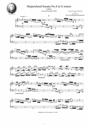 Book cover for Platti - Harpsichord (or Piano) Sonata No.4 in G minor Op.1 CSPla7