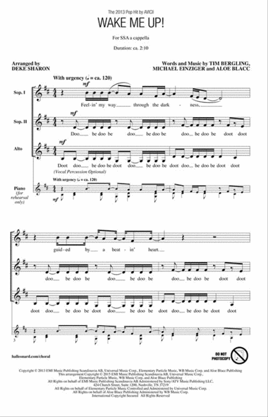 Wake Me Up! SSA scores gallery preview page 2