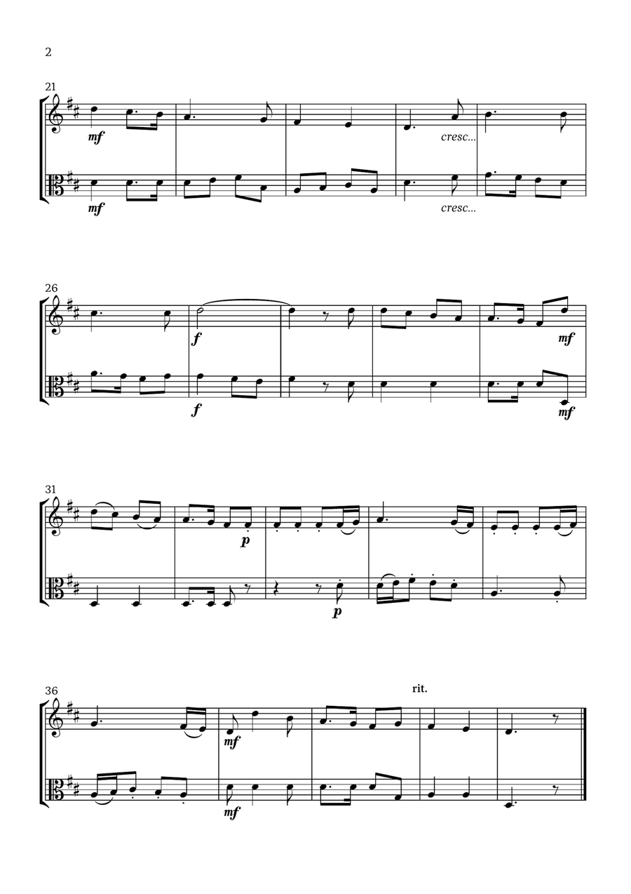 Joy to the World (Flute and Viola) - Christmas Carol Flute scores gallery preview page 2