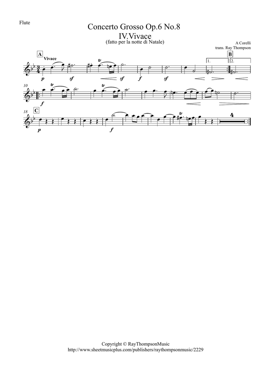 Corelli: Concerto Grosso Op.6 No.8 (Christmas Concerto) Mvt.IV Vivace - wind quintet Woodwind Quintet scores gallery preview page 2