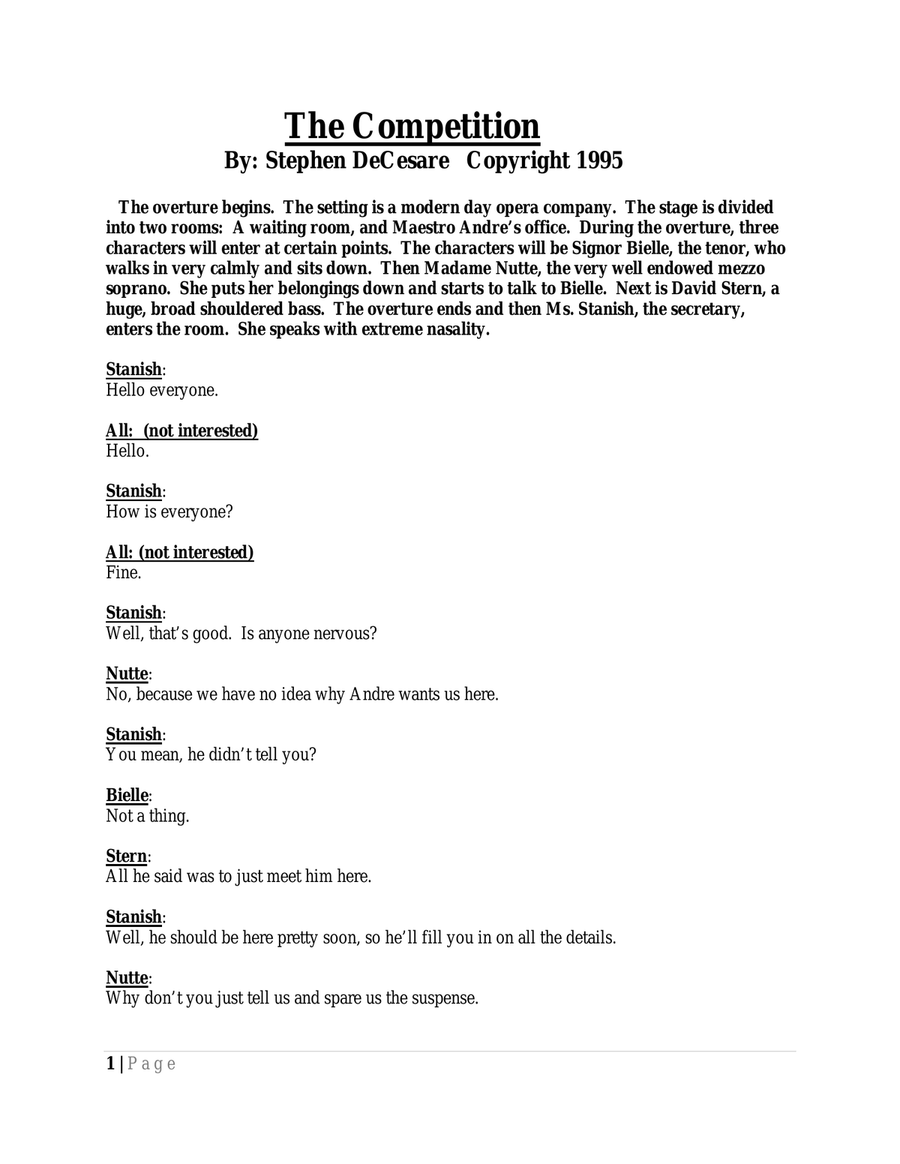 The Competition (a musical) 4-Part scores gallery preview page 2