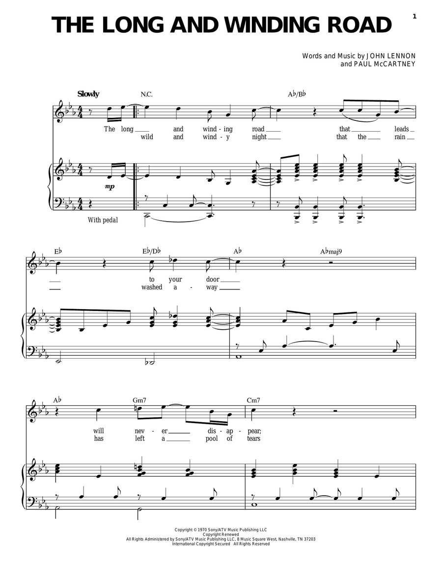 The Long And Winding Road Piano, Vocal scores gallery preview page 1