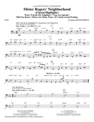 Mister Rogers' Neighborhood (Choral Highlights) (arr. Roger Emerson) - Bass