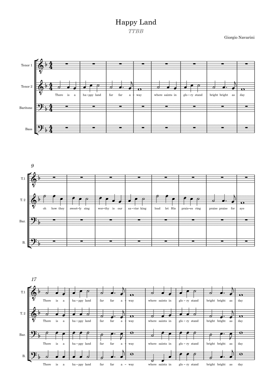 There is a Happy Land There is a Happy Land TTBB scores gallery preview page 1
