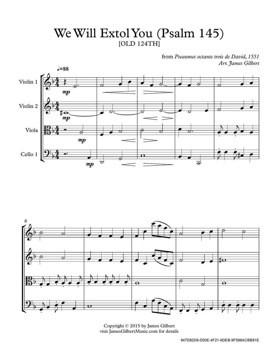 We Will Extol You (Psalm 145) String Quartet scores gallery preview page 2
