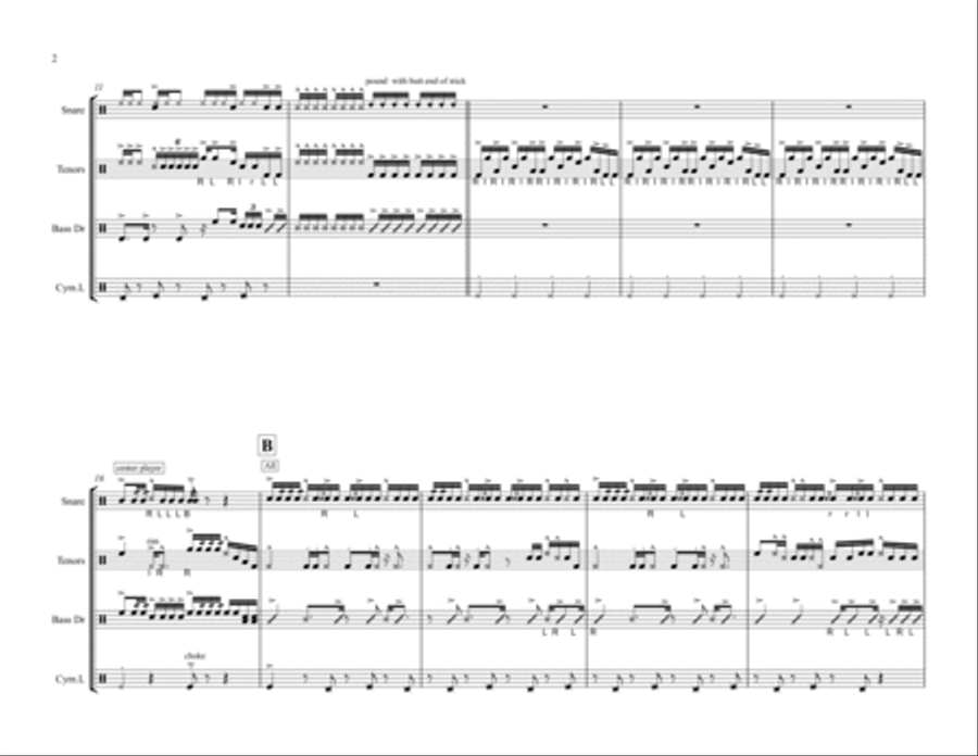 Drum Line Cadence - Back Bracer Percussion Ensemble scores gallery preview page 2