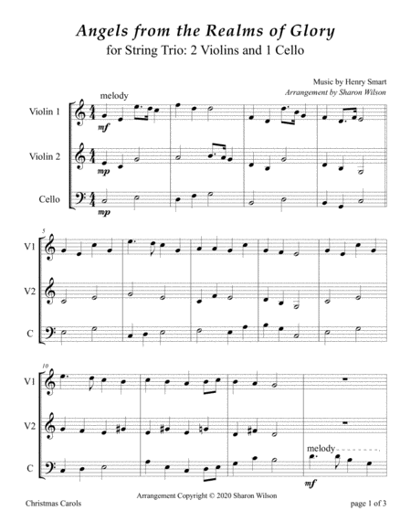 Easy String Trios: Christmas Carols (A Collection of 10 Easy Trios for 2 Violins and 1 Cello) image number null
