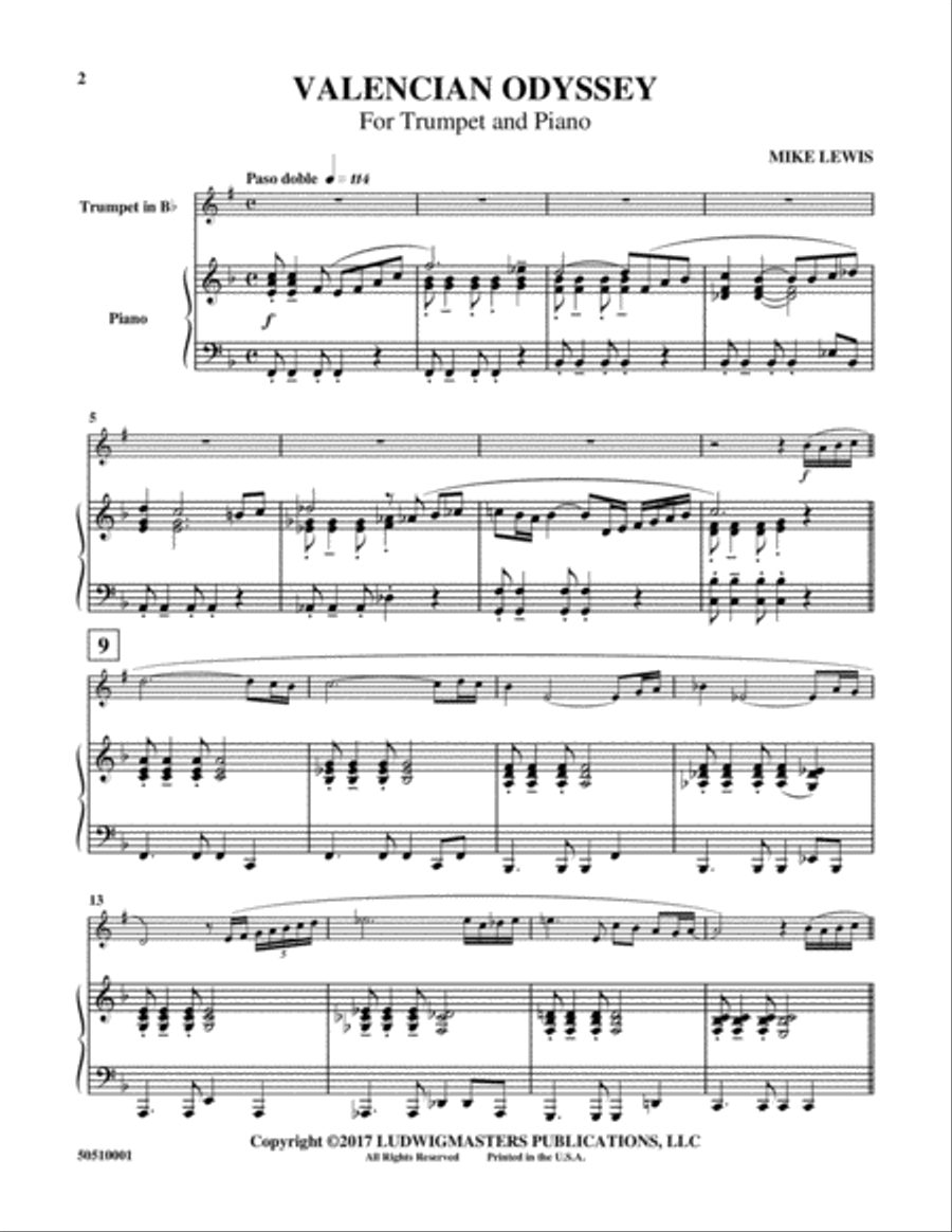 Valencian Odyssey Trumpet Solo scores gallery preview page 1