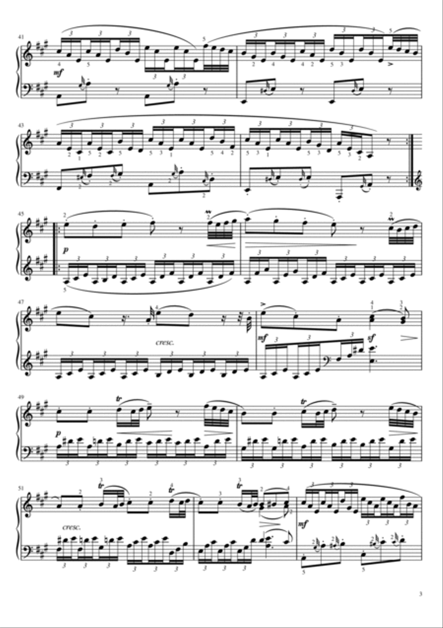 Mozart - Piano Sonata No.11 in A major, K.331/300i - 1st Mov - Original With Fingered For Piano Solo Piano Solo scores gallery preview page 3