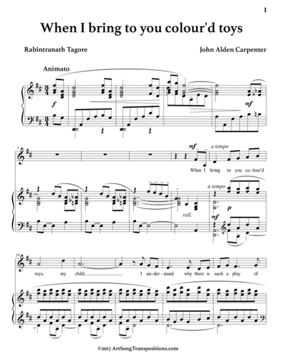 CARPENTER: When I bring to you colour'd toys (transposed to D major)