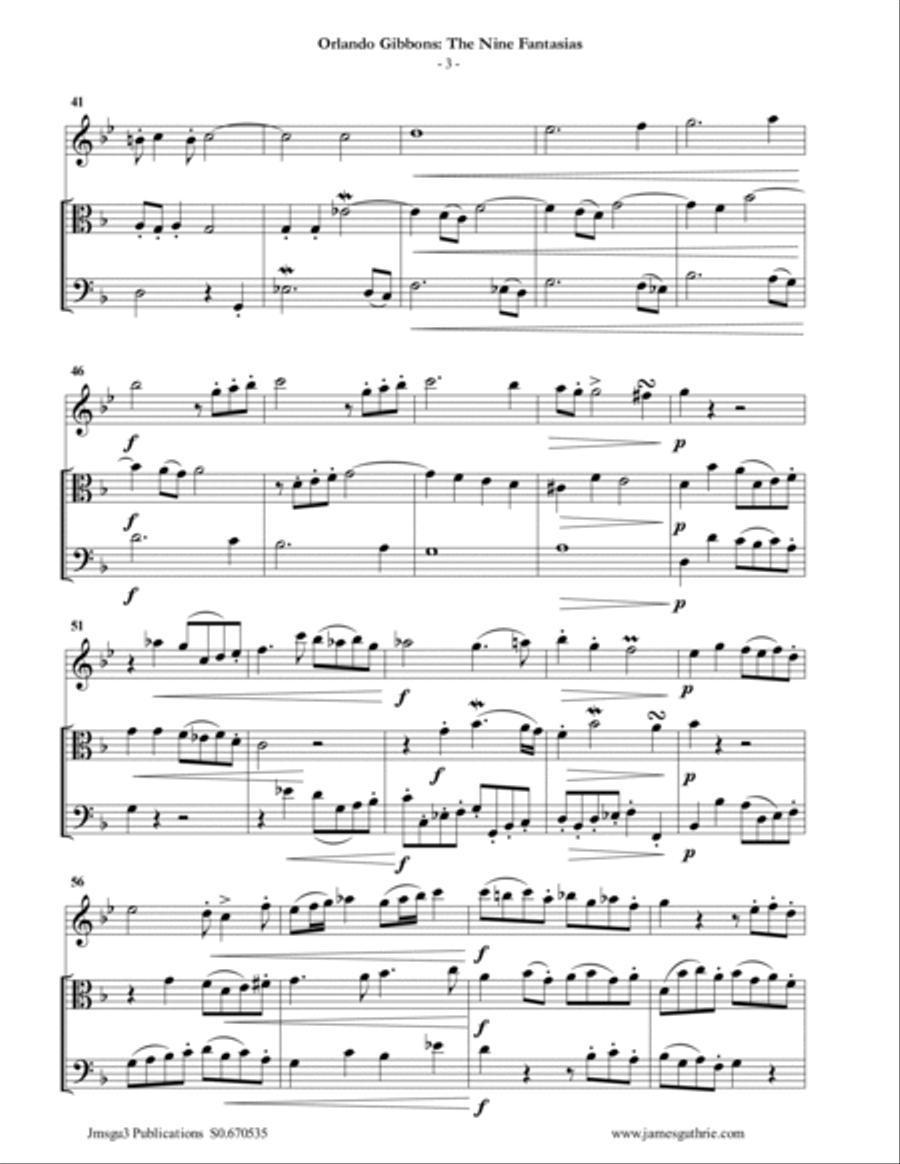 Gibbons: The Nine Fantasias for Alto Flute, Viola & Cello Flute scores gallery preview page 3