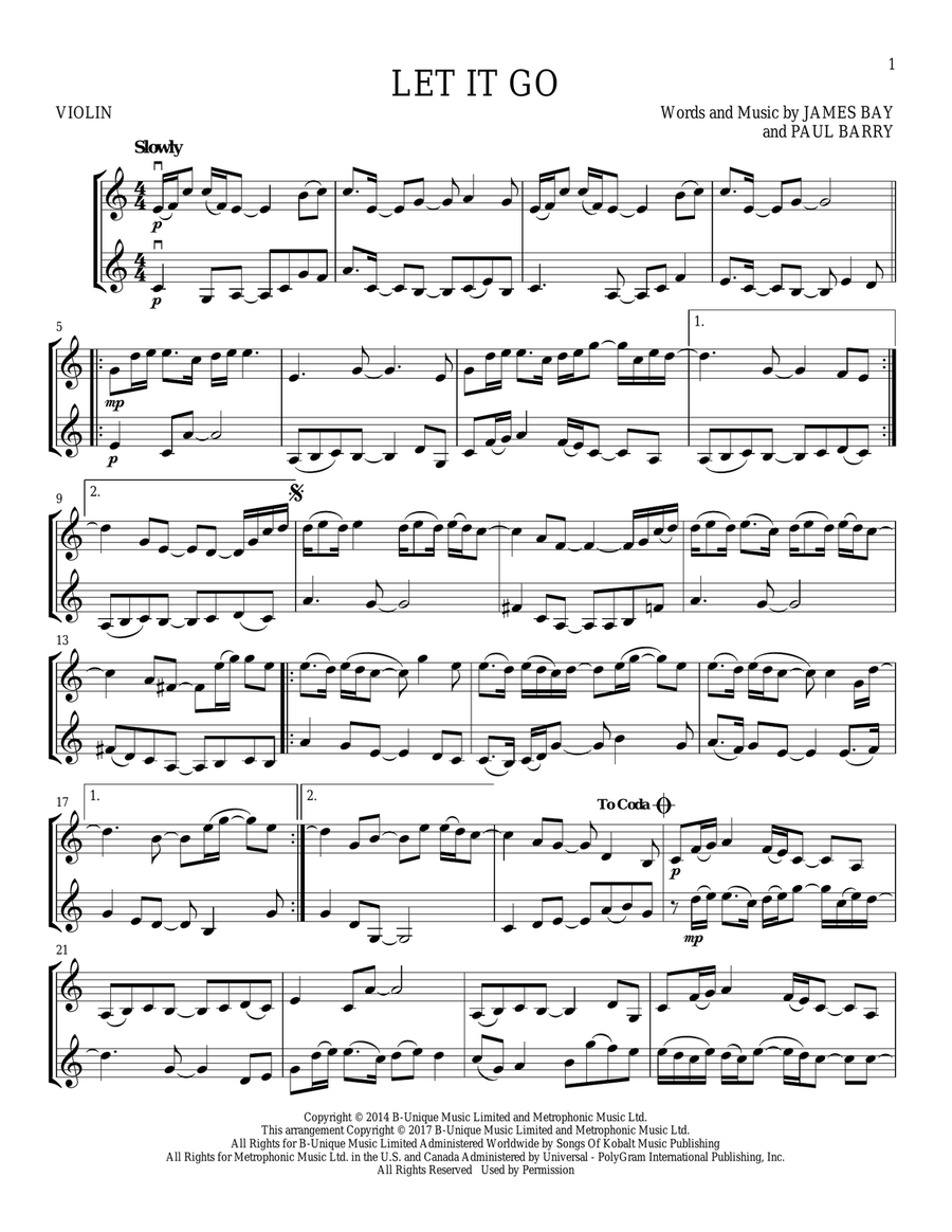 Let It Go String Duet scores gallery preview page 1