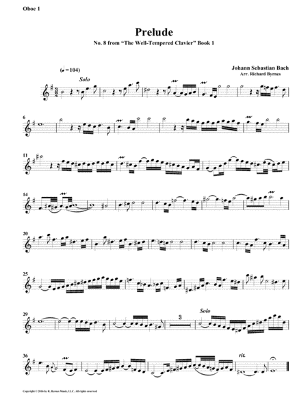 Prelude 08 from Well-Tempered Clavier, Book 1 (Double Reed Quintet) image number null